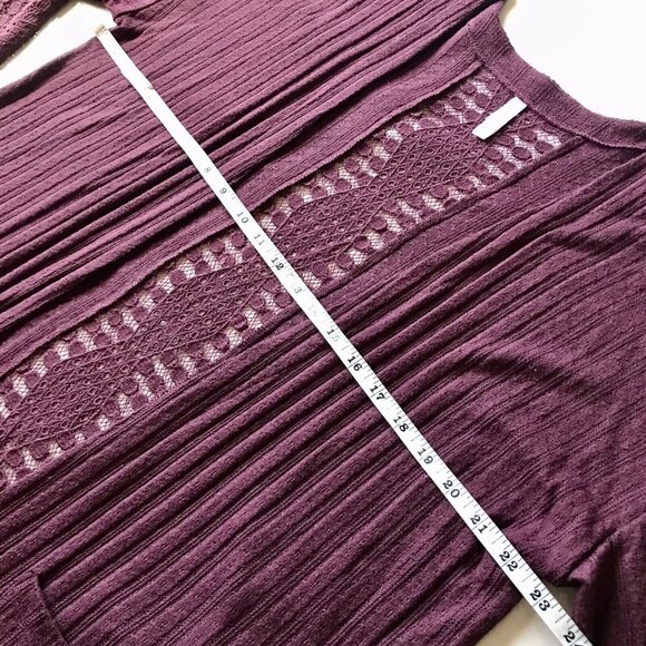 Xhilaration Open Cardigan Sweater Women’s Size‎  Medium Burgundy Lace Details - Picture 7 of 8
